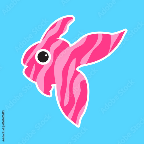 pink tiger striped beta fish original vector drawing