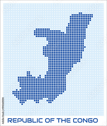 Republic of the Congo dot map. Dotted shape of the country. Republic of the Congo boundary dots with title. Vector illustration.