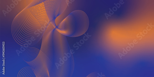 Abstract navy and yellow luminous waves sweeping across a dark atmospheric background with scattered sparkling micro particles, modern digital technology theme, vector style.