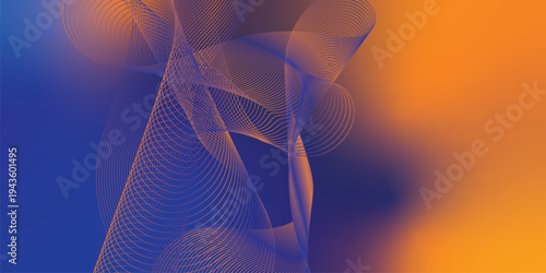 Abstract navy and yellow luminous waves sweeping across a dark atmospheric background with scattered sparkling micro particles, modern digital technology theme, vector style.