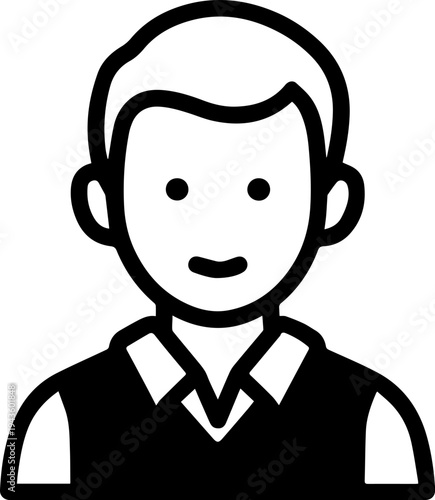 Hand Drawn Male Customer Service Agent Black and White Avatar Illustration in Minimal Line Art Style Design