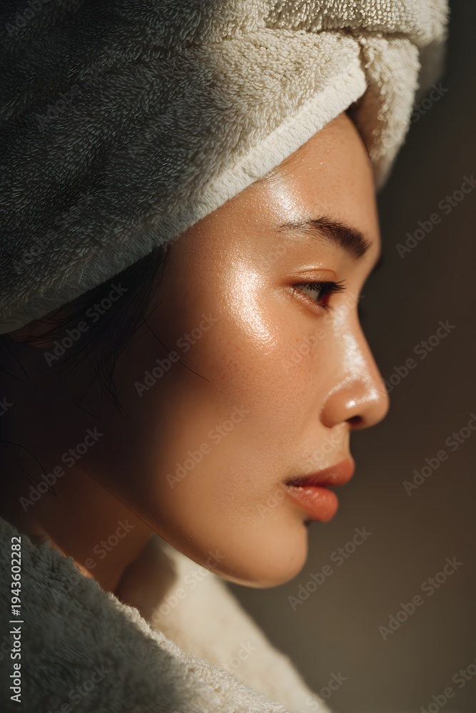 Fototapeta premium Portrait of a female model in a luxury spa and skincare concept.
