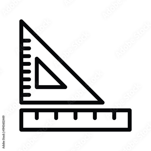 Ruler Triangle Tool Measuring Instrument. Single Line Icon.