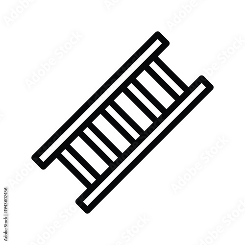 Simple black line art ladder icon. Single Line Icon.