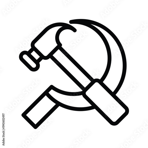 Hammer and sickle icon symbol. Single Line Icon.