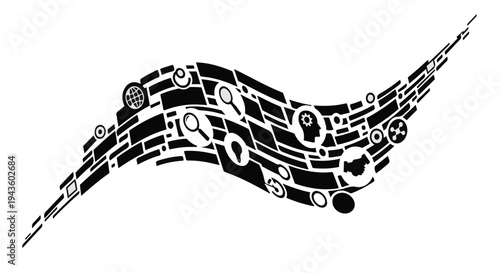 Abstract wave of interconnected ideas and innovation, representing knowledge and discovery