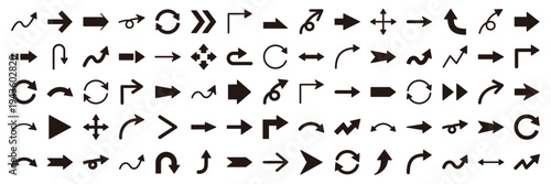 矢印のベクターイラストセット。アイコン、シンプル	