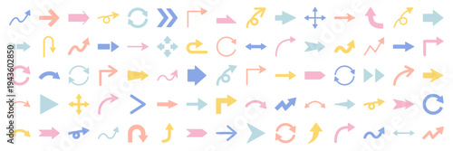 矢印のベクターイラストセット。アイコン、シンプル	