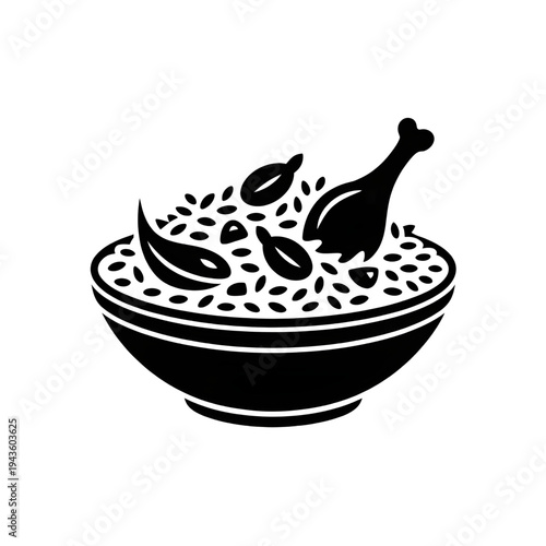 vector illustration of a bowl of chicken