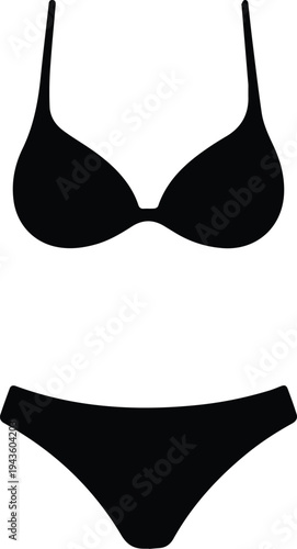 bikini silhouette two piece swimwear beach fashion vector illustration
