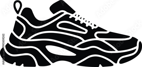 Sneaker silhouette chunky running shoe sport footwear vector