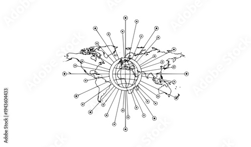 Global internet network globe with high speed data connections technology vector illustration