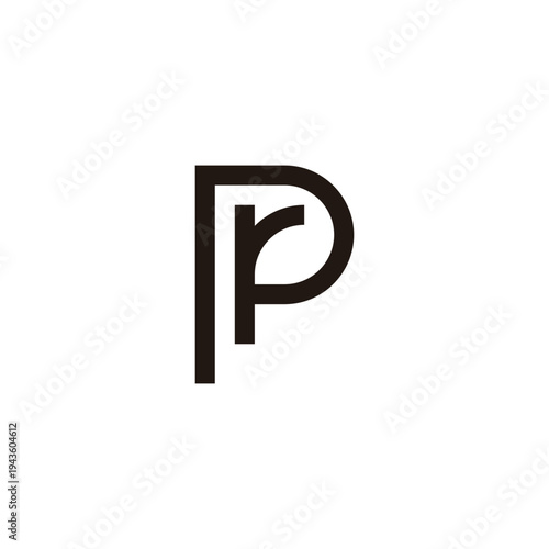 Letter pr rp p r connect, outline geometric symbol simple logo vector