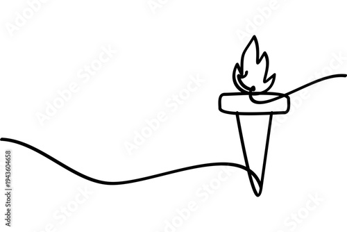 Continuous line design torch illustration. Attractive abstract line art design.