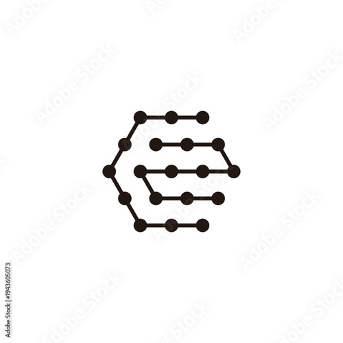 Letter C number 2, hexagon molecules geometric symbol simple logo vector