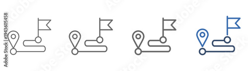 
outline icon set route with location and destination design