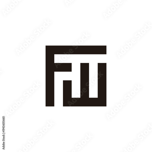 Letter FW square, unique geometric symbol simple logo vector