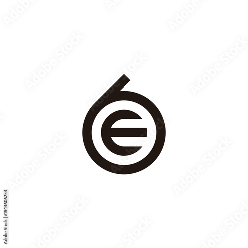 Letter E in 6, circle geometric symbol simple logo vector