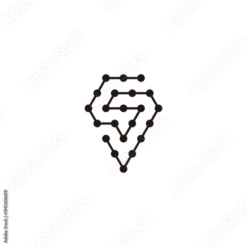 Letter S diamond, molecules rounded geometric symbol simple logo vector