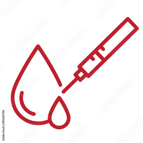 red line syringe injecting liquid drop icon symbol graphic