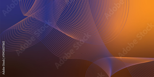 Abstract navy and yellow luminous waves sweeping across a dark atmospheric background with scattered sparkling micro particles, modern digital technology theme, vector style.