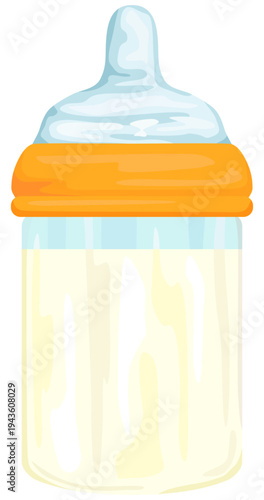ミルクの入った哺乳瓶のイラスト ベクター素材