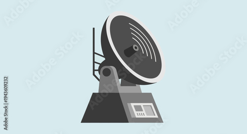 Essential flat design illustration of a communication antenna transmitting and receiving vital signals for modern connectivity, broadcasting, and information exchange