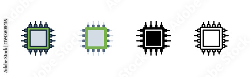 semiconductor icon. outline glyph flat filled line style