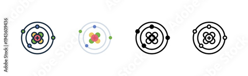 atom icon. outline glyph flat filled line style