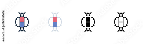 magnetic material icon. outline glyph flat filled line style