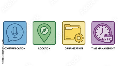 Icon set for various management symbols