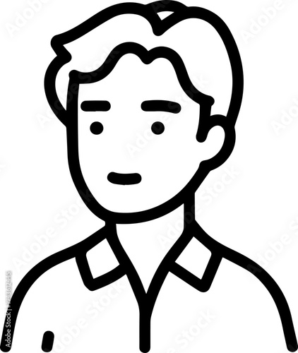 Hand Drawn Male Customer Service Agent Black and White Avatar Illustration in Minimal Line Art Style Design