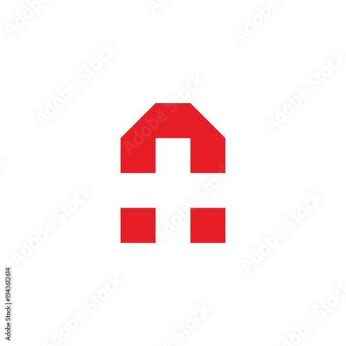 Letter n plus, squares geometric symbol simple logo vector