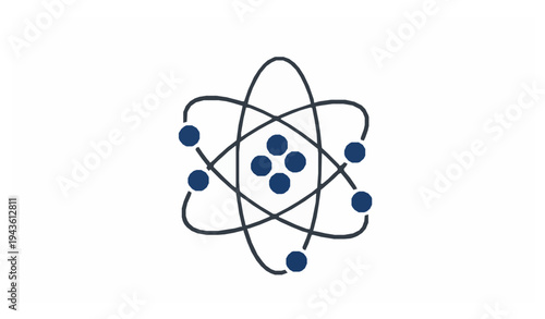 Atom structure science icon particle orbit atomic model vector illustration