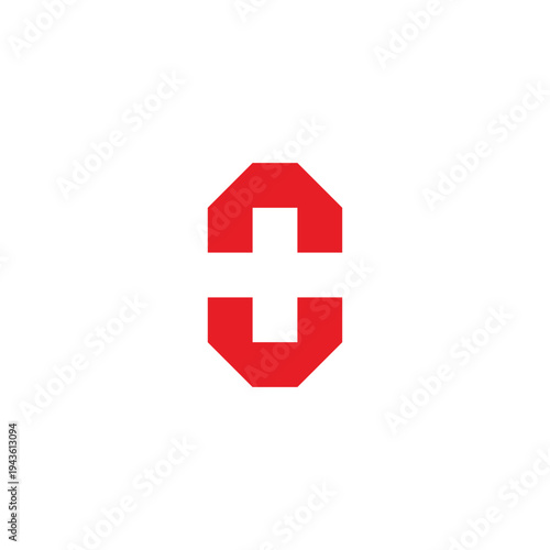 Letter o plus, square geometric symbol simple logo vector