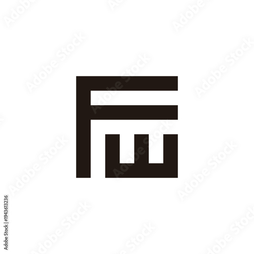 Letter Fw square, unique geometric symbol simple logo vector