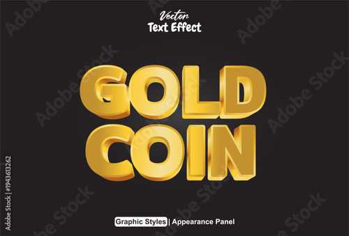 Text effect create an editable gold coin word design using this customizable graphic asset.