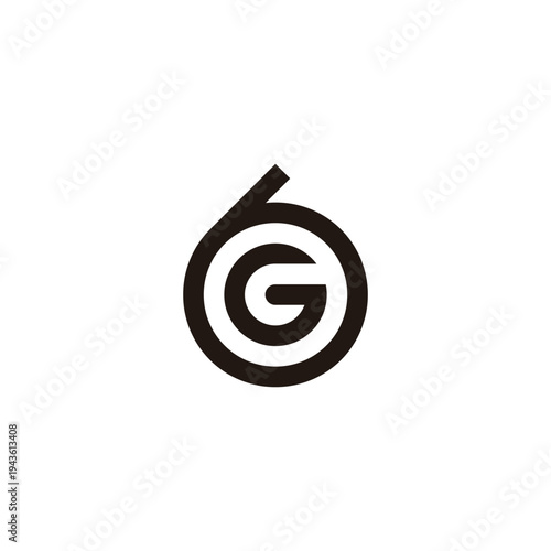 Letter G in 6, circle geometric symbol simple logo vector