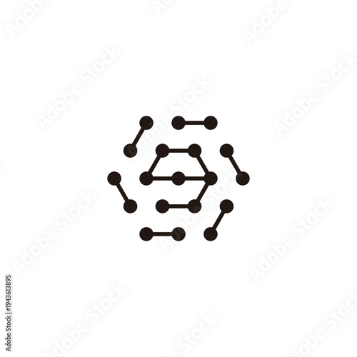 Letter g hexagon, molecules rounded geometric symbol simple logo vector