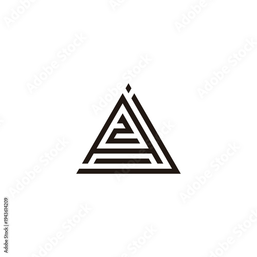 Letter j, A and number 2, triangle geometric symbol simple logo vector