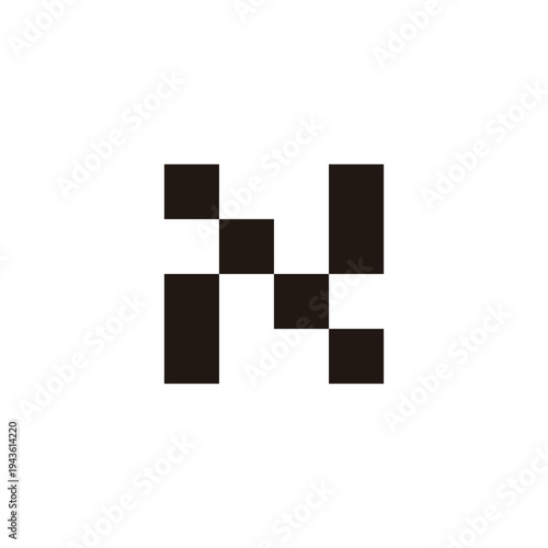 Letter N stairs, unique geometric symbol simple logo vector