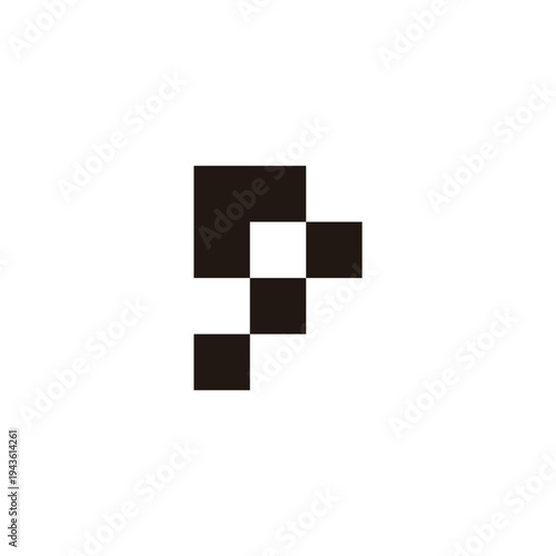 Letter r stairs, square geometric symbol simple logo vector