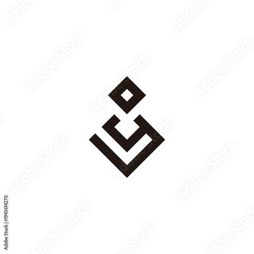 Letter o and y square, elegant outline geometric symbol simple logo vector