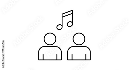 Two people performing music together in a minimalist icon illustration.