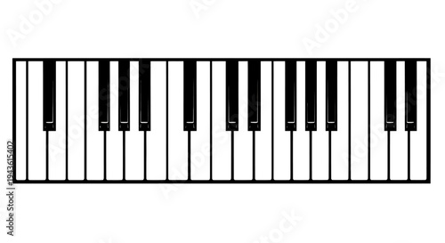 Minimalist black and white piano keyboard illustration for graphic resources.