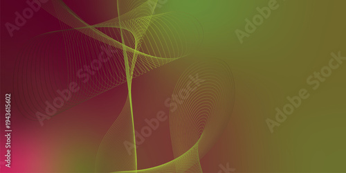 Abstract Olive and LightCoral light trails flowing gracefully over a deep dark space with glittering particle dust, advanced digital technology theme, vector illustration.