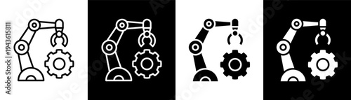 robotics white icon set design