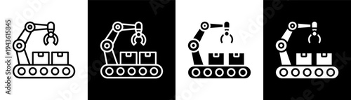 manufacturing white icon set design