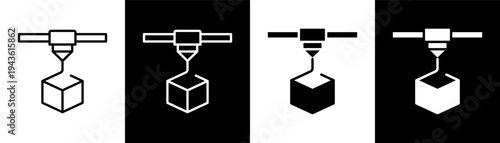 3D Printing white icon set design