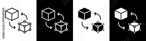 digital twin white icon set design